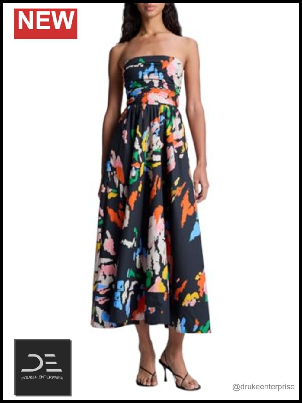 Pintucked Bodice Midi Dress Off Shoulder
